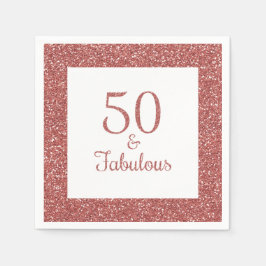 50 & Fabulous Birthday Sparkly Roos Gouden Glitter Servet