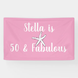 50 & Fabulous Birthday Starfish Pink White Cute Spandoek