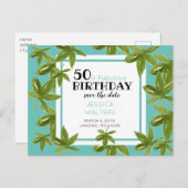 50 & Fabulous Birthday Tropical Bewaar de datum Uitnodiging Briefkaart (Voorkant / Achterkant)