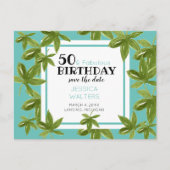 50 & Fabulous Birthday Tropical Bewaar de datum Uitnodiging Briefkaart (Voorkant)