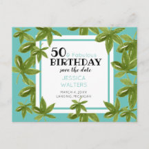 50 & Fabulous Birthday Tropical Bewaar de datum