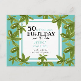 50 & Fabulous Birthday Tropical Bewaar de datum Uitnodiging Briefkaart