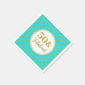 50 & Fabulous Birthday Turquoise White Gold Stippe Servet (Hoek)