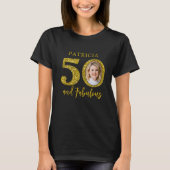 50 & Fabulous Black And Gold 50th Birthday Photo T-shirt (Voorkant)