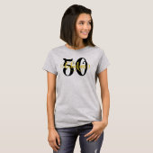 50 & Fabulous Black and Yellow Typography Birthday T-shirt (Voorkant volledig)
