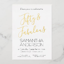 50 & Fabulous Black Elegant 50th Birthday Party  Folie Uitnodiging