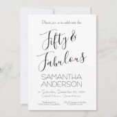 50 & Fabulous Black Elegant 50th Birthday Party  Kaart (Voorkant)