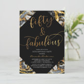 50 & Fabulous Black en Gold 50e verjaardag Kaart (Staand voorkant)