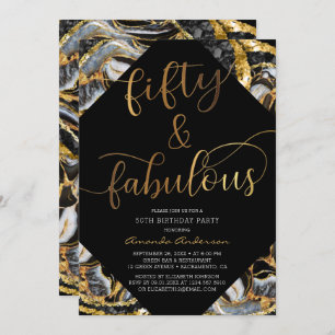 50 & Fabulous Black en Gold 50e verjaardag Kaart