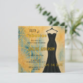 50 Fabulous Black Gold Art Deco Save The Date Card (Staand voorkant)