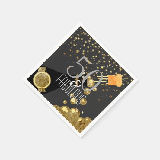 50 & Fabulous Black Gold Champagne 50e verjaardag Servetten (Hoek)