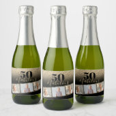 50- & Fabulous Black & Gold Faux-foto-mini Sparkling Wijnetiket (Flessen)