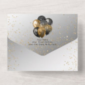 50 & Fabulous Black Gold Glam All in One Invite All In One Uitnodiging (Achterkant)
