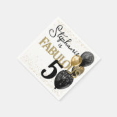 50 & Fabulous Black Gold Glam Birthday Napkin Servet (Hoek)