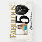 50 & Fabulous Black Gold Glam Photo Banner (Verticaal)