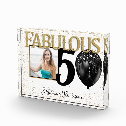 50 & Fabulous Black Gold Glam Photo Block Fotoblokken (Rechts)