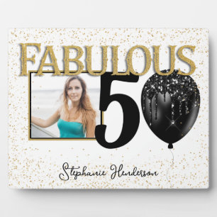 50 & Fabulous Black Gold Glam Photo Plaque Fotoplaat
