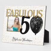 50 & Fabulous Black Gold Glam Photo Plaque Fotoplaat (Zijkant)