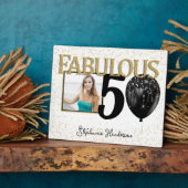 50 & Fabulous Black Gold Glam Photo Plaque Fotoplaat (Zijkant)