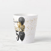 50 & Fabulous Black Gold Glam Small Latte Mok (Voorkant)