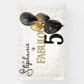 50 & Fabulous Black Gold Glam Verjaardag Spandoek (Verticaal)