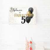 50 & Fabulous Black Gold Glam Verjaardag Spandoek (Insitu)