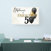 50 & Fabulous Black Gold Glam Verjaardag Spandoek (Beurs)