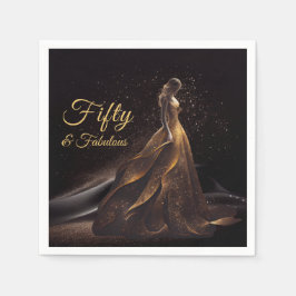 50 Fabulous Black Gold Glitter Sparkle 50 Servet