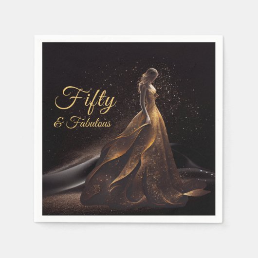 50 Fabulous Black Gold Glitter Sparkle 50 Servet (Voorkant)