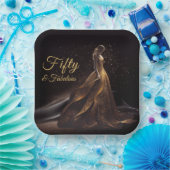 50 Fabulous Black Gold Glitter Sparkle Papieren Bordje (Feest)