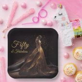 50 Fabulous Black Gold Glitter Sparkle Papieren Bordje (Feest)