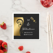 50 & Fabulous Black Gold Gold Party Cocktail Servet (Insitu)