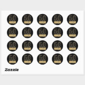 50 & Fabulous Black Gold Typografie 50e verjaardag Ronde Sticker (Vel)
