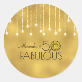 50 & Fabulous Black op Gold Yellow Cactus Flower Ronde Sticker