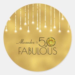 50 & Fabulous Black op Gold Yellow Cactus Flower Ronde Sticker