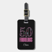 50 & Fabulous Black Pink Typografie 50th Birthday Bagagelabel (Voorkant verticaal)