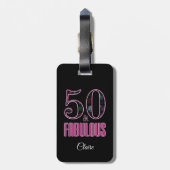 50 & Fabulous Black Pink Typografie 50th Birthday Bagagelabel (Achterkant verticaal)