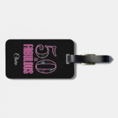 50 & Fabulous Black Pink Typografie 50th Birthday Bagagelabel (Achterkant horizontaal)