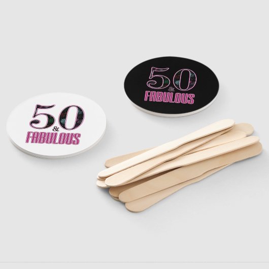 50 & Fabulous Black Pink Typografie 50th Birthday Handwaaier (Niet-gemonteerd)