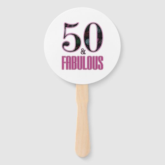 50 & Fabulous Black Pink Typografie 50th Birthday Handwaaier (Voorkant)