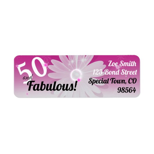 50 & Fabulous black, roze, wit met sterren & madel Etiket (Voorkant)