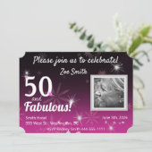 50 & Fabulous black, roze, wit met sterren & madel Kaart (Staand voorkant)