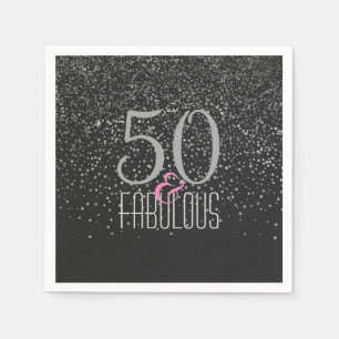 50 & Fabulous Black Silver   Elegant 50e verjaarda Servet