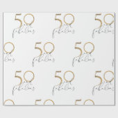 50 & Fabulous Black Whit Gold 50th Birthday Party Cadeaupapier (Vlak)