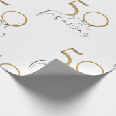 50 & Fabulous Black Whit Gold 50th Birthday Party Cadeaupapier (Hoek)