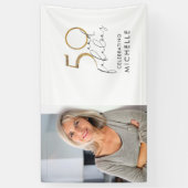 50 & Fabulous Black & White 50th Birthday Foto Spandoek (Verticaal)
