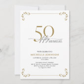 50 & Fabulous Black White en Gold Birthday Kaart (Voorkant)