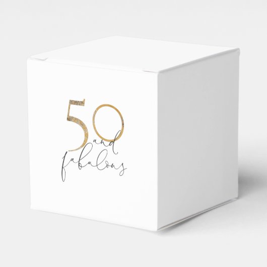 50 & Fabulous Black & White Gold 50e verjaardag Bedankdoosjes (Voorkant Zijde)