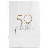 50 & Fabulous Black & White Gold 50e verjaardag Medium Cadeauzakje (Achterkant)