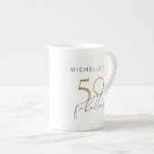 50 & Fabulous Black & White Name 50th Birthday Porselein Kop (Voorkant rechts)